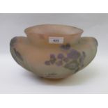 Cameo glass vase with raised floral decoration, bearing signature Galle, 28cm wide x 16cm high Minor