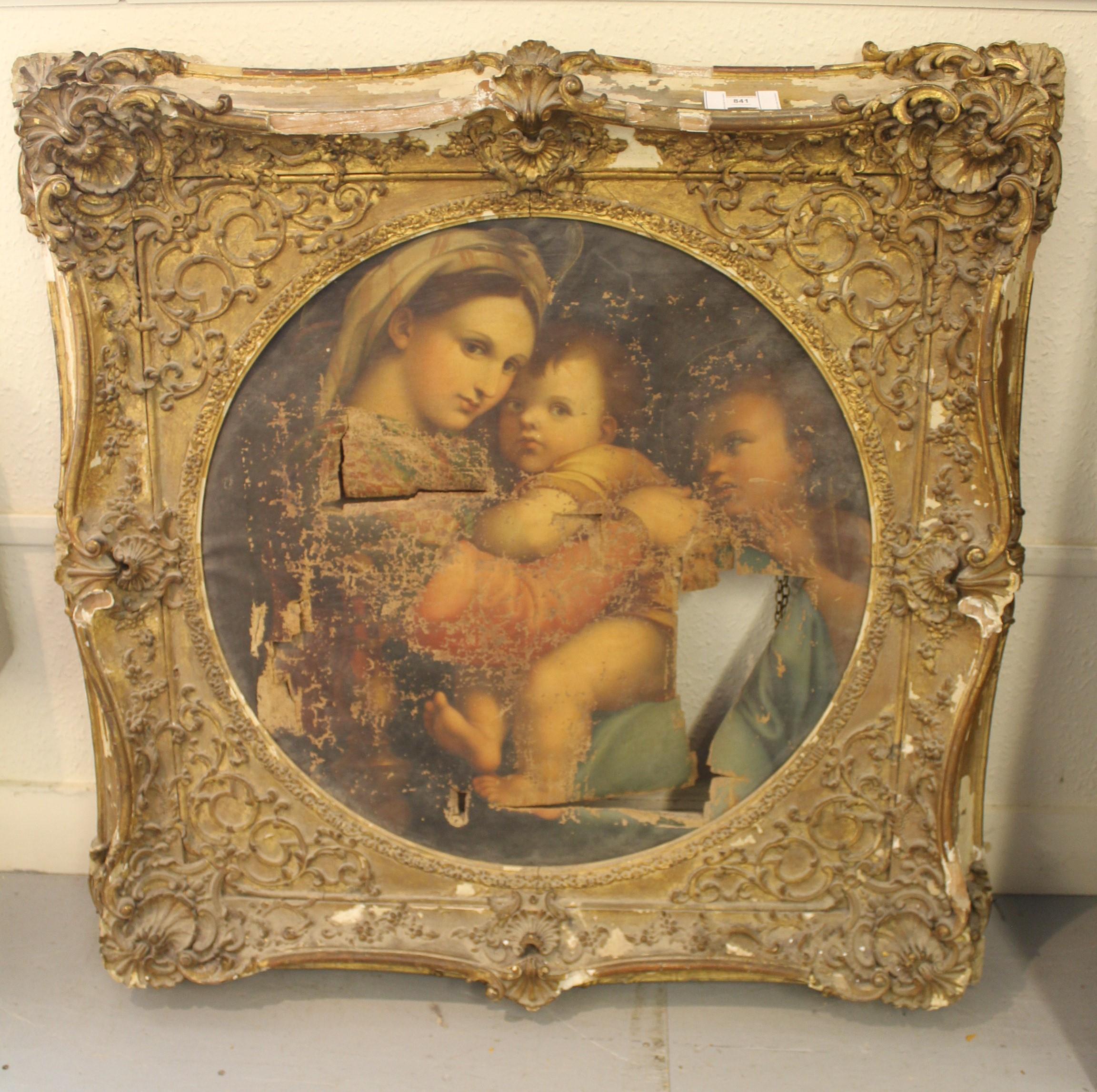 After Raphael, 19th Century oil on canvas, The Madonna, child and infant, John the Baptist (for - Image 2 of 3