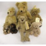 Group of seven various modern miniature and other plush articulated teddy bears, various makes