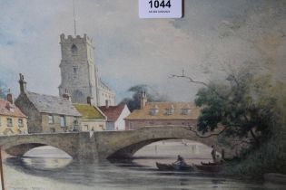 Ronald Way, watercolour river scene with bridge, David Shepherd, signed coloured print and three