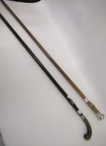 Silver mounted bamboo walking cane, together with another walking cane