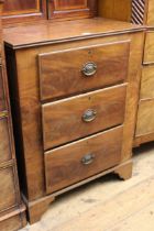 Victorian mahogany straight front chest, the moulded top above three drawers with oval brass handles