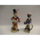 Two German porcelain figures, a military officer and a musician