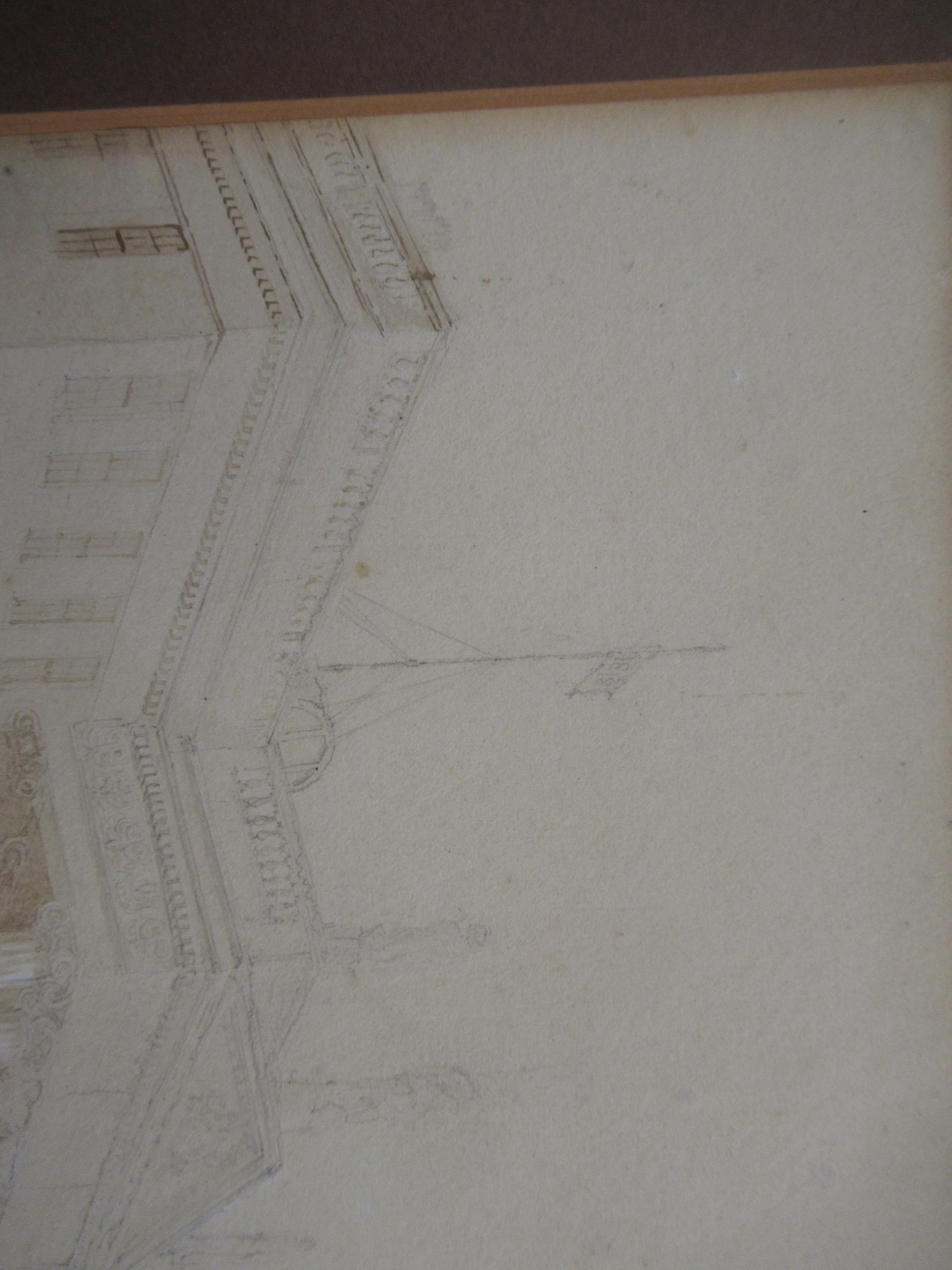 Early 19th century ink and pencil, inscribed verso ' Post Office and Nelsons Pillar ', Dublin - Image 7 of 9