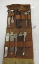 Early German leather cased multi tool set by Bonsa Tool Company