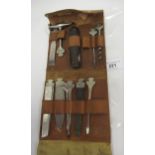 Early German leather cased multi tool set by Bonsa Tool Company