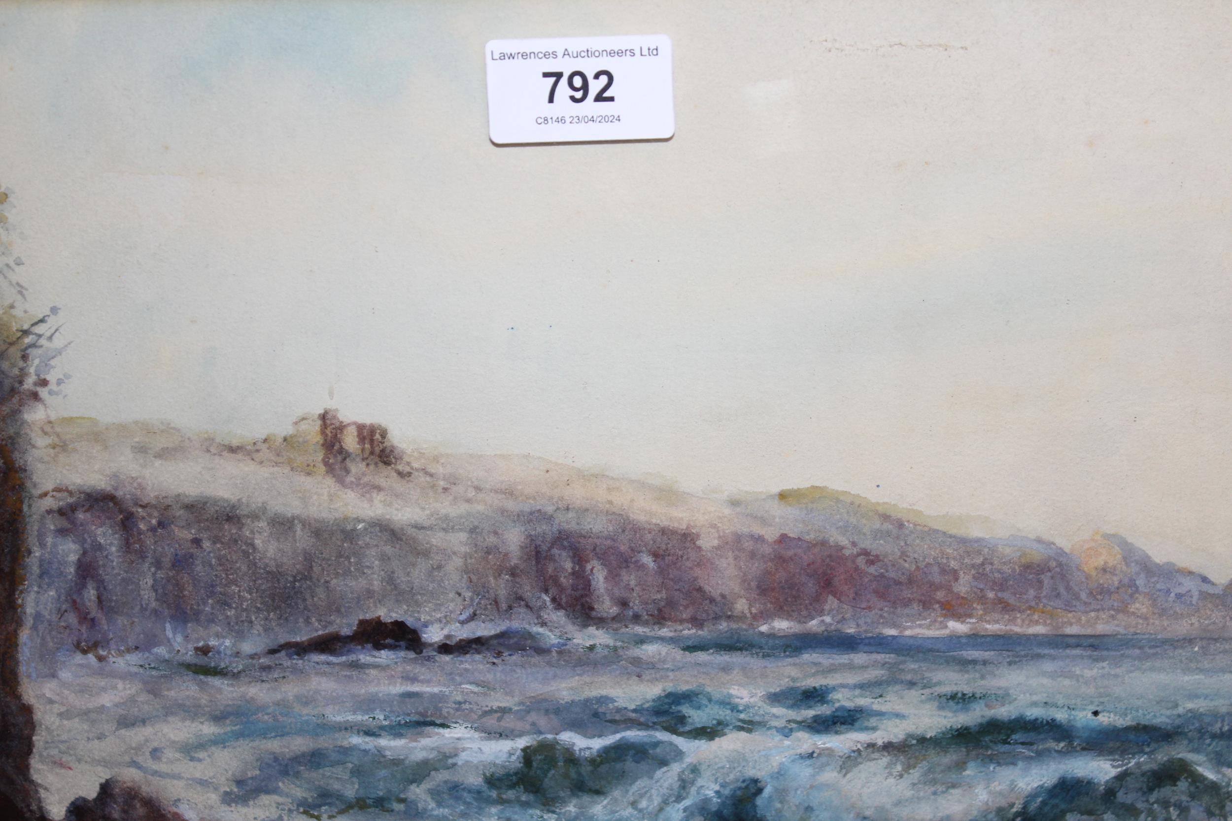 Albert Pollitt, watercolour, coastal scene, 23 x 28cm, gilt framed