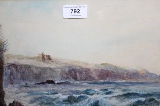 Albert Pollitt, watercolour, coastal scene, 23 x 28cm, gilt framed