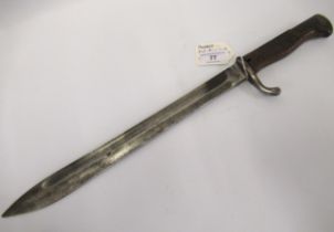 World War I German butcher's blade bayonet, the blade inscribed ' Waffenfabrik Mauser AG ', length