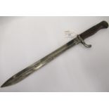 World War I German butcher's blade bayonet, the blade inscribed ' Waffenfabrik Mauser AG ', length