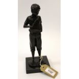 Sherree Valentine Daines, dark patinated bronze figure of a boy holding a pond yacht, No. 53 of 195,