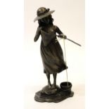 Sherree Valentine Daines, dark patinated bronze figure of a girl holding a fishing net, , No. 135 of