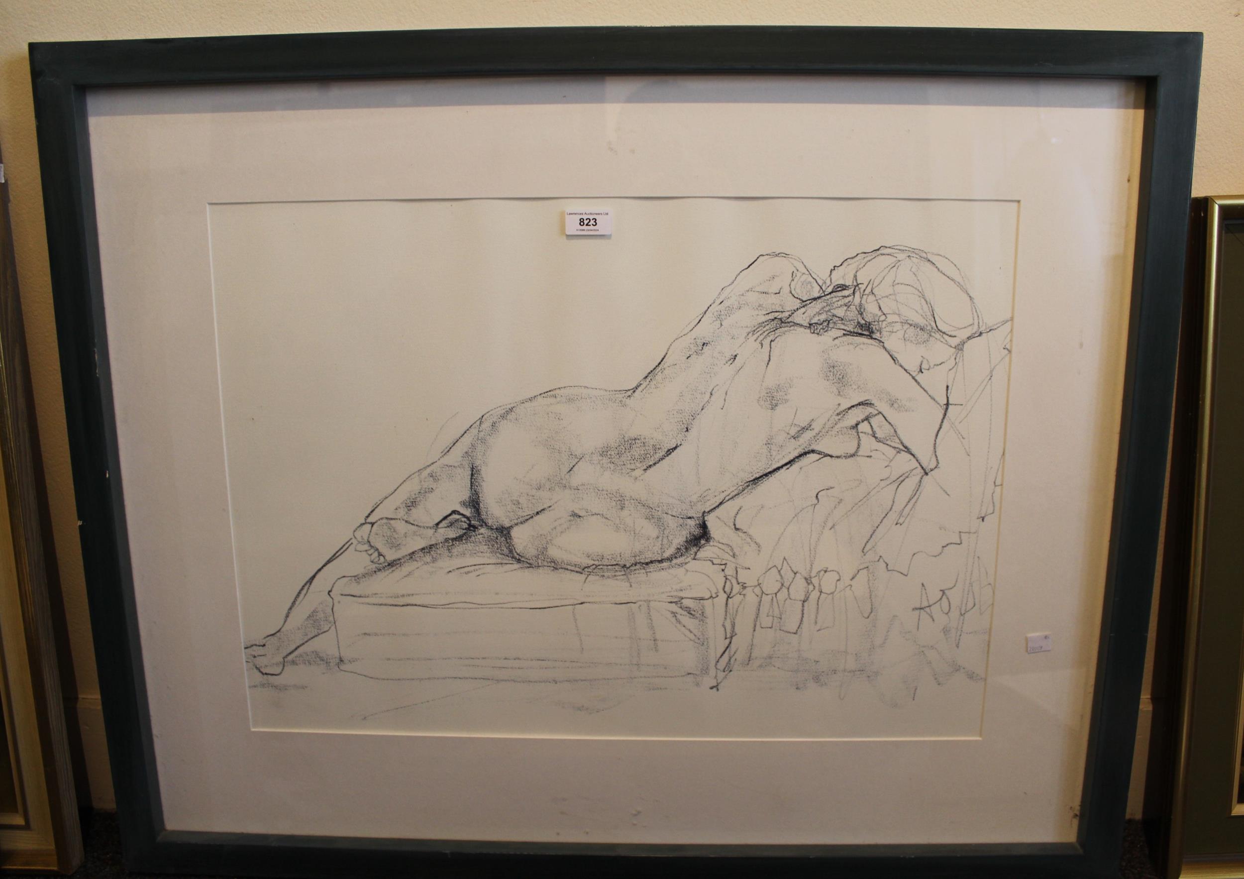 Pencil sketch, female nude study, signed with initials A. P., inscribed verso ' She's All Woman ', - Image 2 of 2