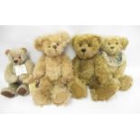 Group of four modern good quality plush teddy bears by My Kinda Bear, Affable Bears, Bearability and