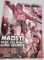 Large mid 20th Century French film poster, ' Maciste dans les Mains du Roi Salmon ' presented by Reg