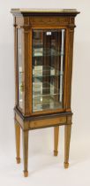 Small fine quality 19th Century satinwood display cabinet, the brass galleried top above an inlaid
