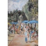 Mid 20th Century oil on canvas, Continental street scene, signed indistinctly, 53 x 44cm, framed