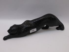 Modern Lalique black glass figure of a leopard, signed, 37cm long Good condition with no damages. No