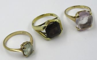 Two 9ct gold dress rings, 6.6g together with 14ct gold dress ring, 5g