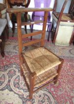 19th Century oak prie dieu chair with cane and string seat