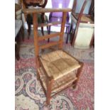 19th Century oak prie dieu chair with cane and string seat