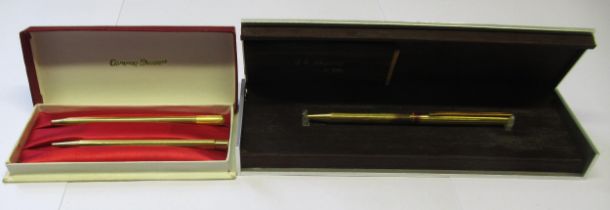 Dupont of Paris silver gilt ballpoint pen in original box, together with a boxed Conway Stewart