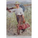 Frank Reynolds after George Clausen, watercolour sketch ' The Willow - Beane ', signed with initials