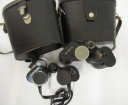 Pair of Commodore 8 x 40 binoculars, together with a pair of Russian binoculars, 12 x 40