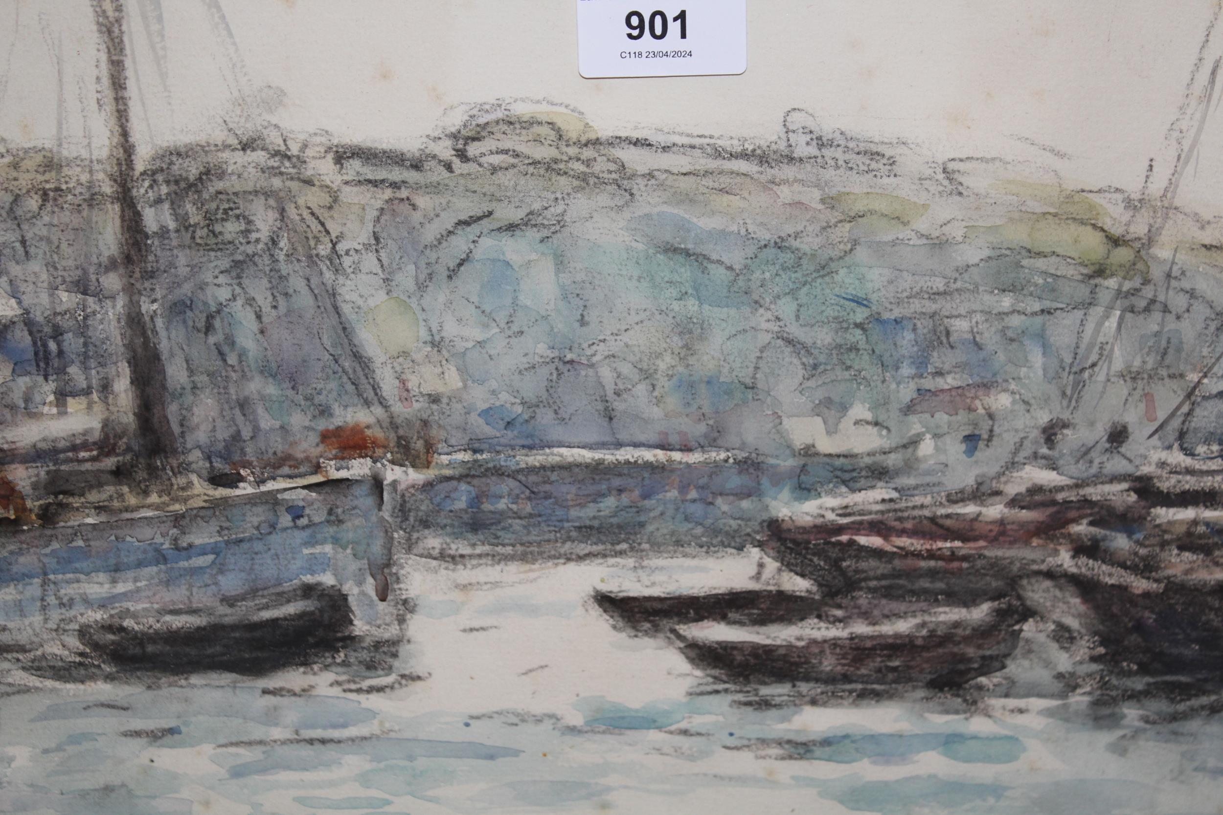 Frederick Charles Mulock, signed impressionist style watercolour and charcoal, inscribed ' Newlyn ',