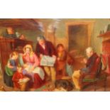 William Henry Knight, oil on board, interior family scene with the young artist, signed and dated