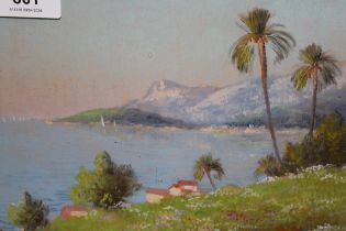 Brun Buisson, pair of mixed media paintings, coastal scenes, possibly South of France, signed, 17