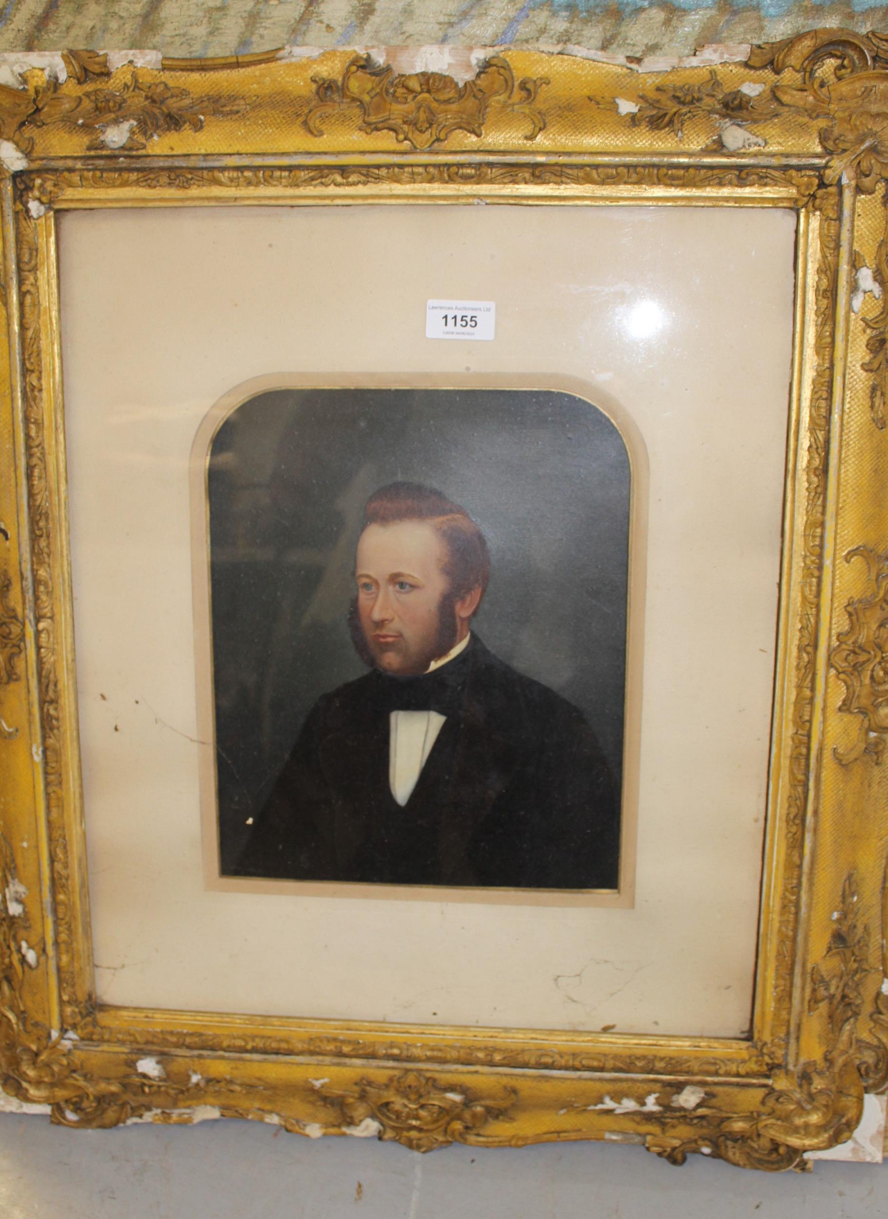 19th Century over painted photographic portrait of a gentleman, gilt frame (at fault), 30 x 24cm, - Image 2 of 3