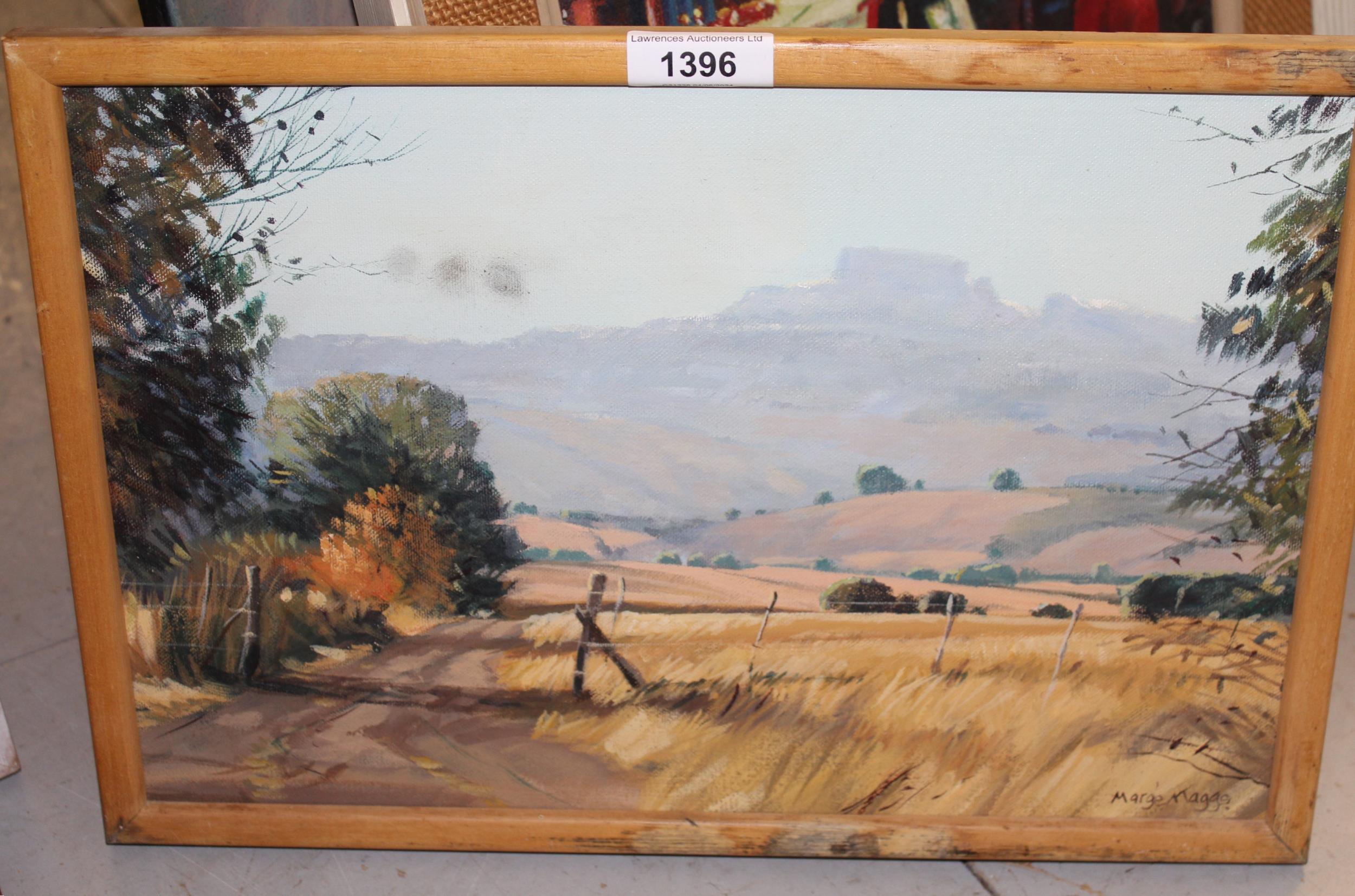 Marge Maggs, oil on board, South African landscape, 23 x 35cm, framed - Image 2 of 2