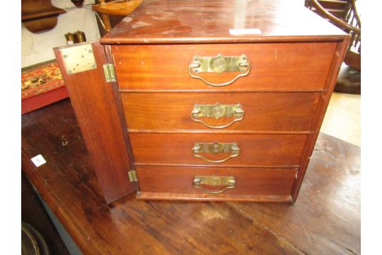 Small late 19th / early 20th Century mahogany four drawer table cabinet with side locking - Image 4 of 8