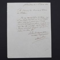 BERTHIER, LOUIS ALEXANDRE, PRINCE OF WAGRAM AND NEUCHATEL, FRENCH MARSHAL. LETTER SIGNED â€œALEXANDR