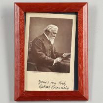 ROBERT BROWNING. Postcard photographic portrait, signed.