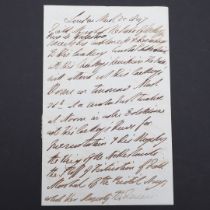 WELLINGTON, ARTHUR WELLESLEY, 1ST DUKE. AUTOGRAPH LETTER SIGNED, WITH THE RARE SIGNATURE â€œWELLINGT