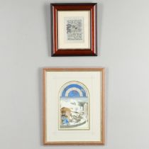 AMIENS, FRANCE, ILLUSTRATED MANUSCRIPT, 1470, AND A FRAMED PRINT.