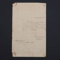 WELLINGTON, ARTHUR WELLESLEY, 1ST DUKE. LETTER SIGNED,, â€œWELLINGTONâ€, PARTLY PRINTED AND COMPLET