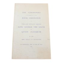King George VI and Queen Elizabeth, The Ceremonies to be Observed at the Royal Coronation Booklet.