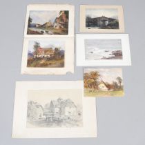 OCTAVIUS AND ARABELLA MOULTON-BARRETT. Six watercolours sketches, c.1860.