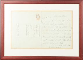 WELLINGTON, ARTHUR WELLESLEY, 1ST DUKE. AUTOGRAPH LETTER SIGNED â€œARTHUR WELLESLEYâ€, TO â€œMY DEA