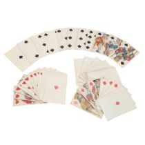 A SET OF 19TH CENTURY CONTINENTAL HAND COLOURED PLAYING CARDS.