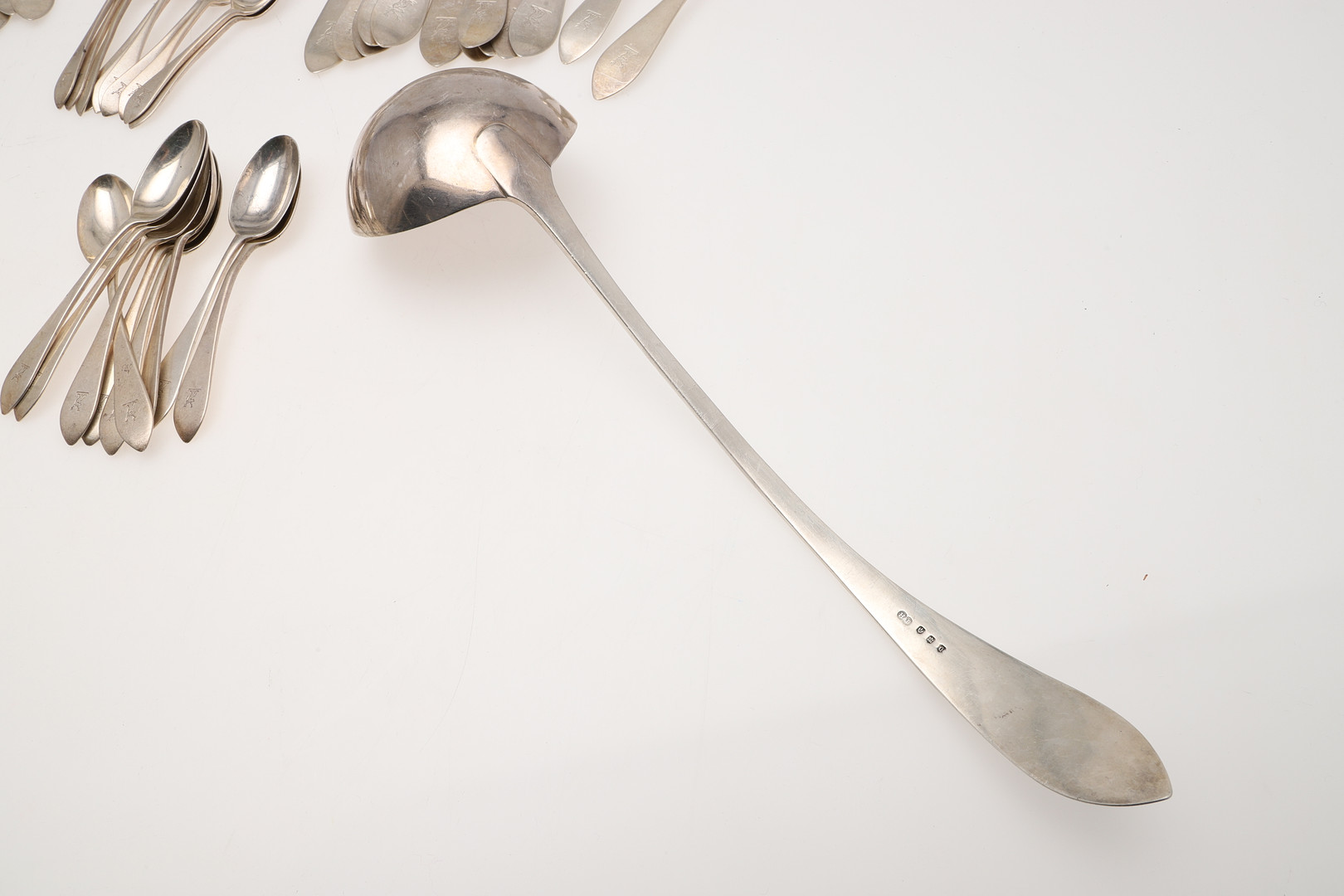 A GEORGE V PART-CANTEEN OF SCOTTISH SILVER CELTIC POINT FLATWARE. - Image 10 of 15