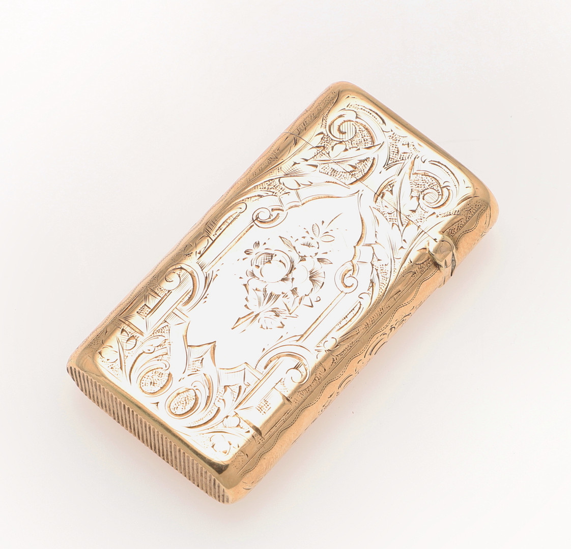 A LATE 19TH/ EARLY 20TH CENTURY GOLD VESTA CASE. - Image 2 of 5