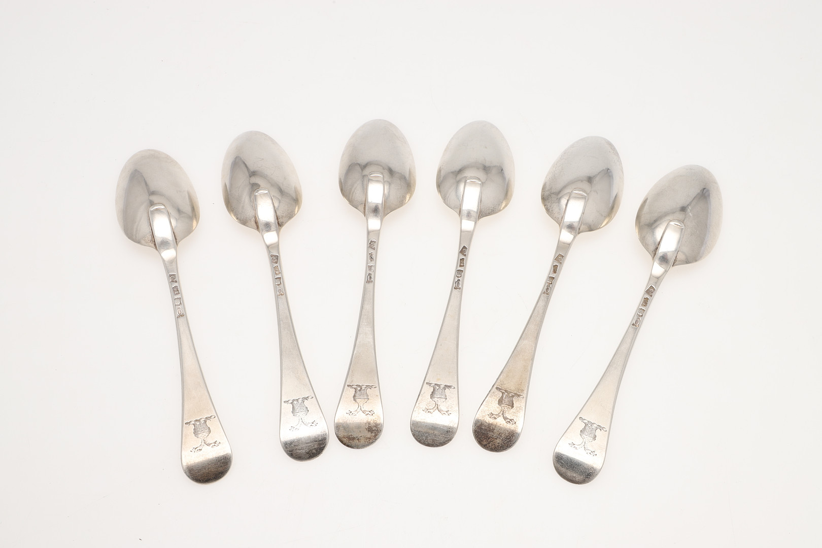 A SET OF SIX GEORGE II HANOVERIAN PATTERN SILVER TABLESPOONS. - Image 2 of 4