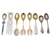 SIX 20TH CENTURY DANISH SILVER & ENAMEL "MONTH" SPOONS.