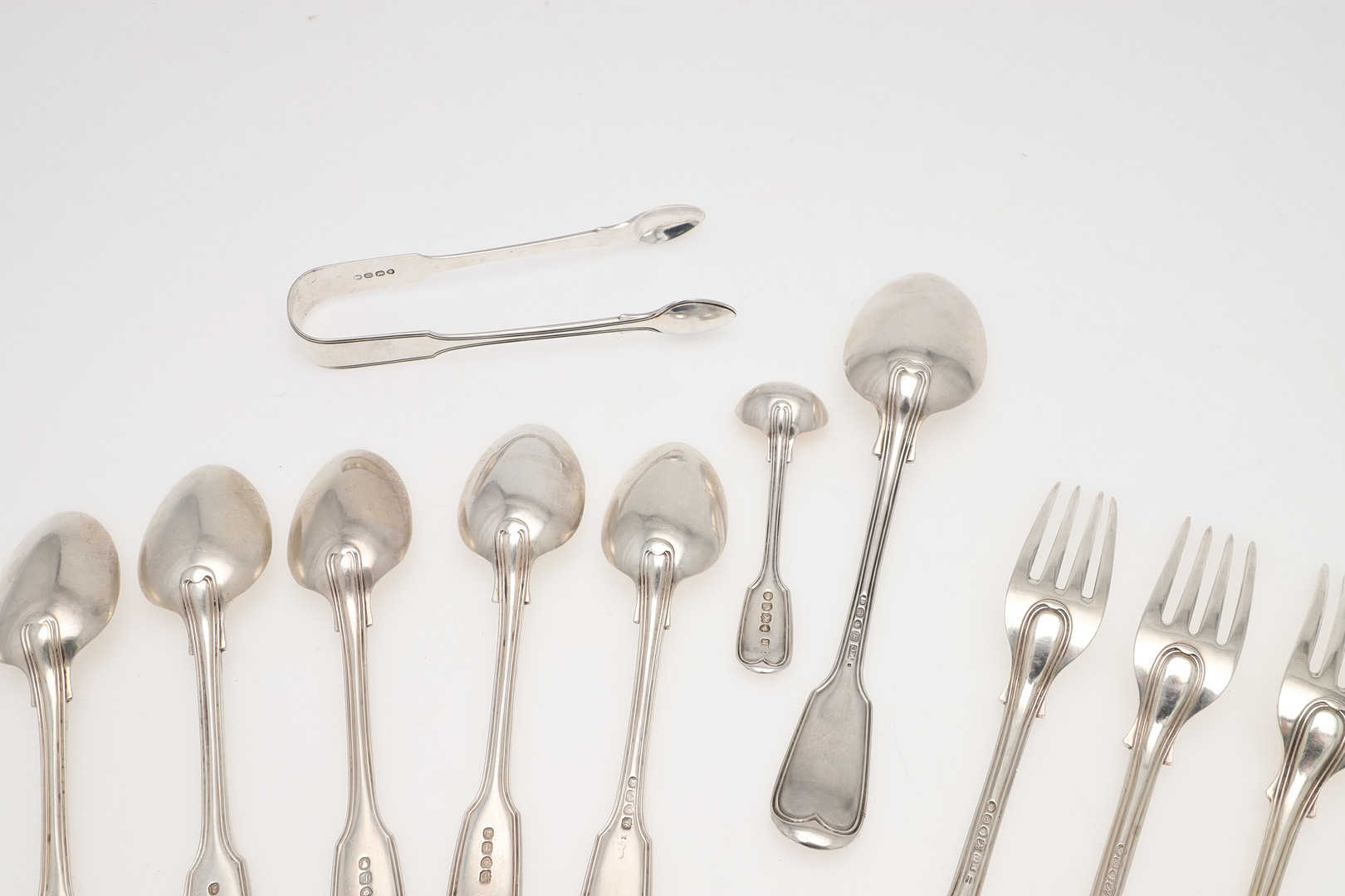 A MATCHED PART-CANTEEN OF FIDDLE & THREAD PATTERN SILVER FLATWARE. - Image 12 of 12