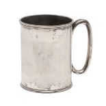 A LATE VICTORIAN SILVER MUG.