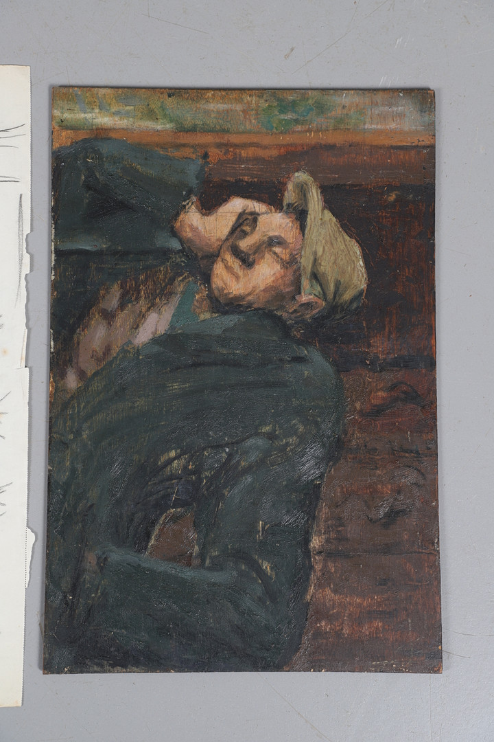 DEREK HILL, CBE, HRHA (1916-2000). MAN IN TRAIN. (d) - Image 5 of 10